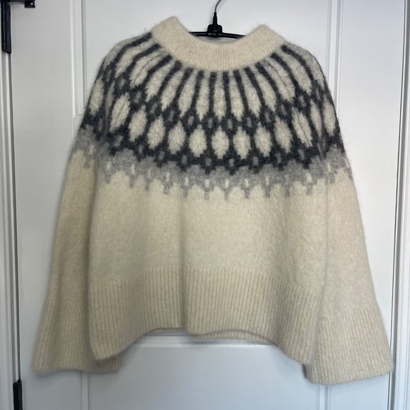 Banana Republic Factory Fair Isle Mock-Neck Sweater Women's Size M Alpaca Wool - Picture 3 of 10